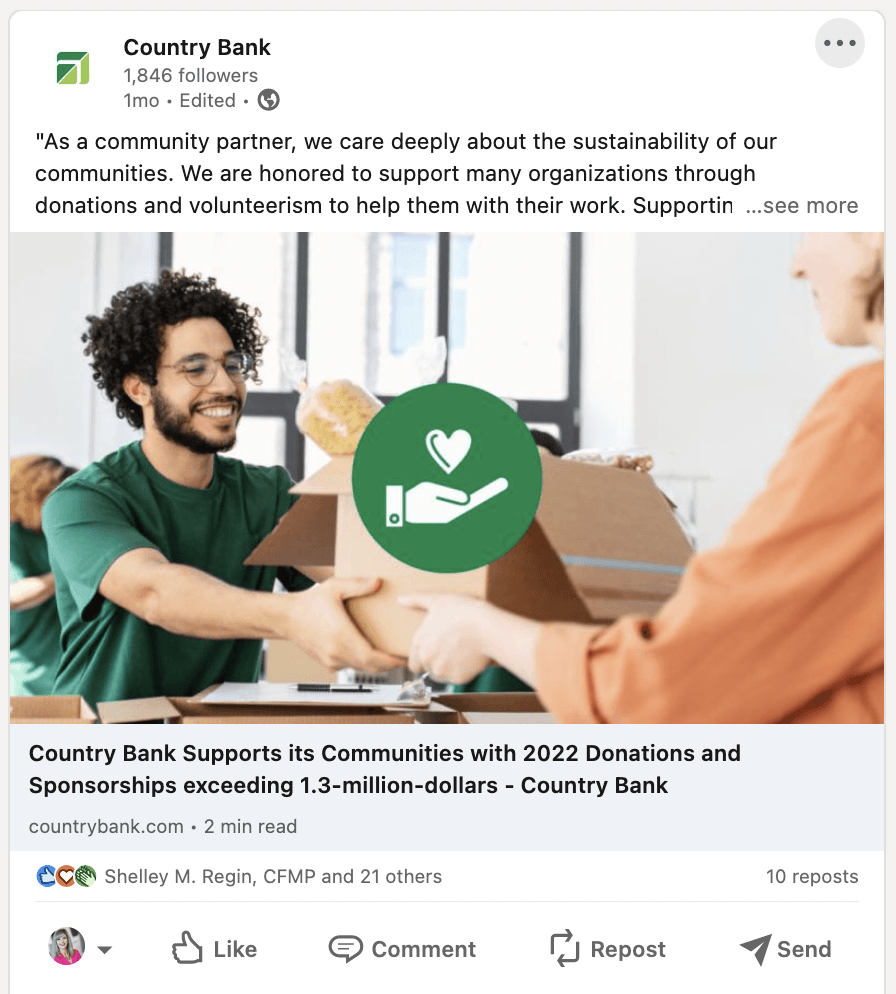 Country Bank Highlights Community Support